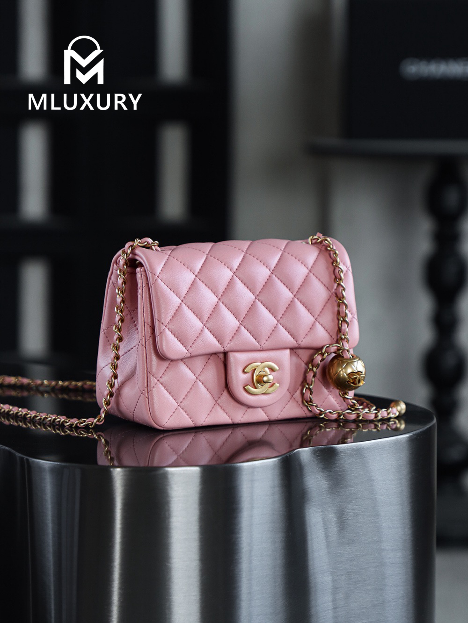 CHANEL Mini Flap Bag Pearl Crush, Pink&Gold