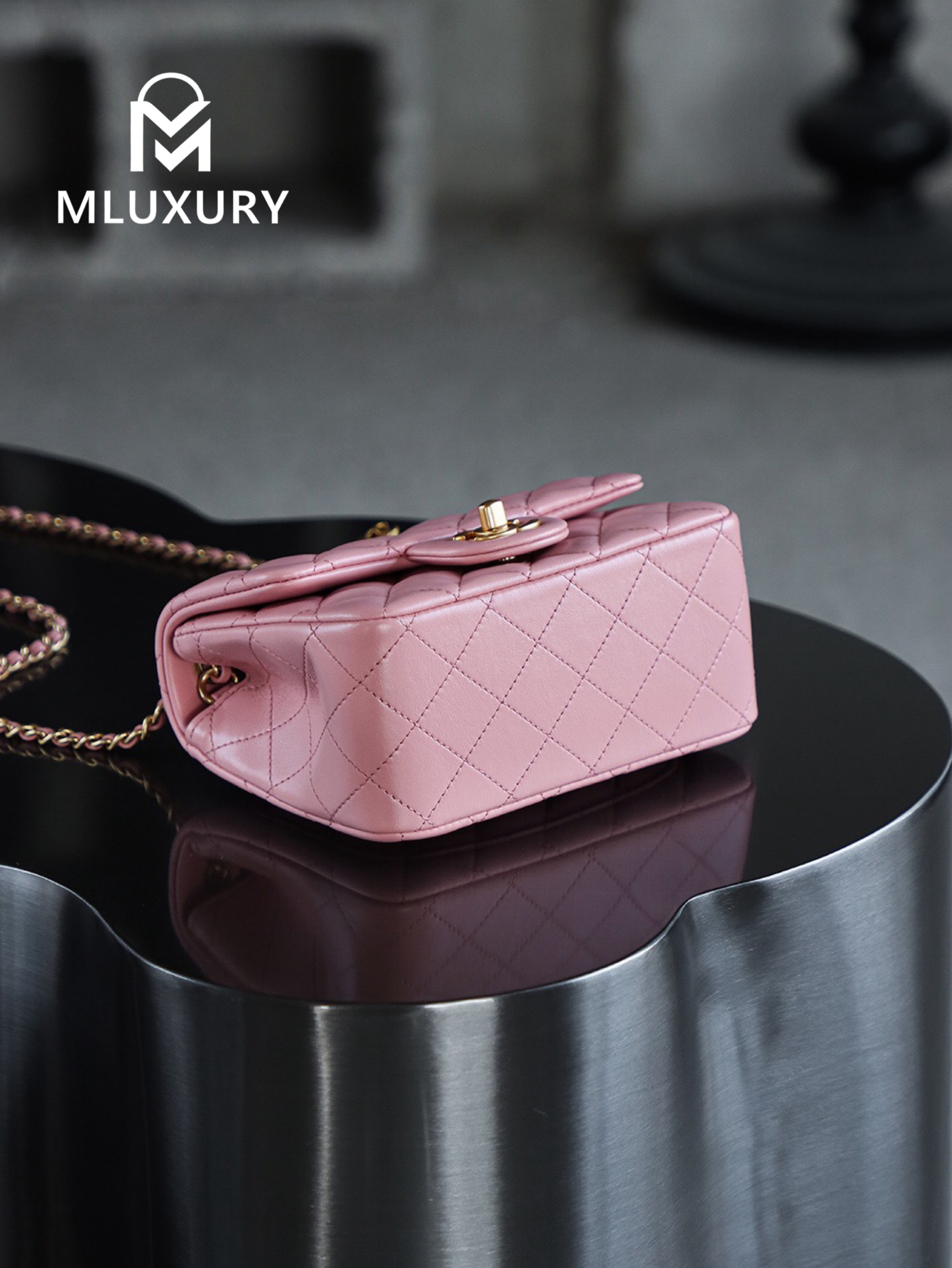 CHANEL Mini Flap Bag Pearl Crush, Pink&Gold