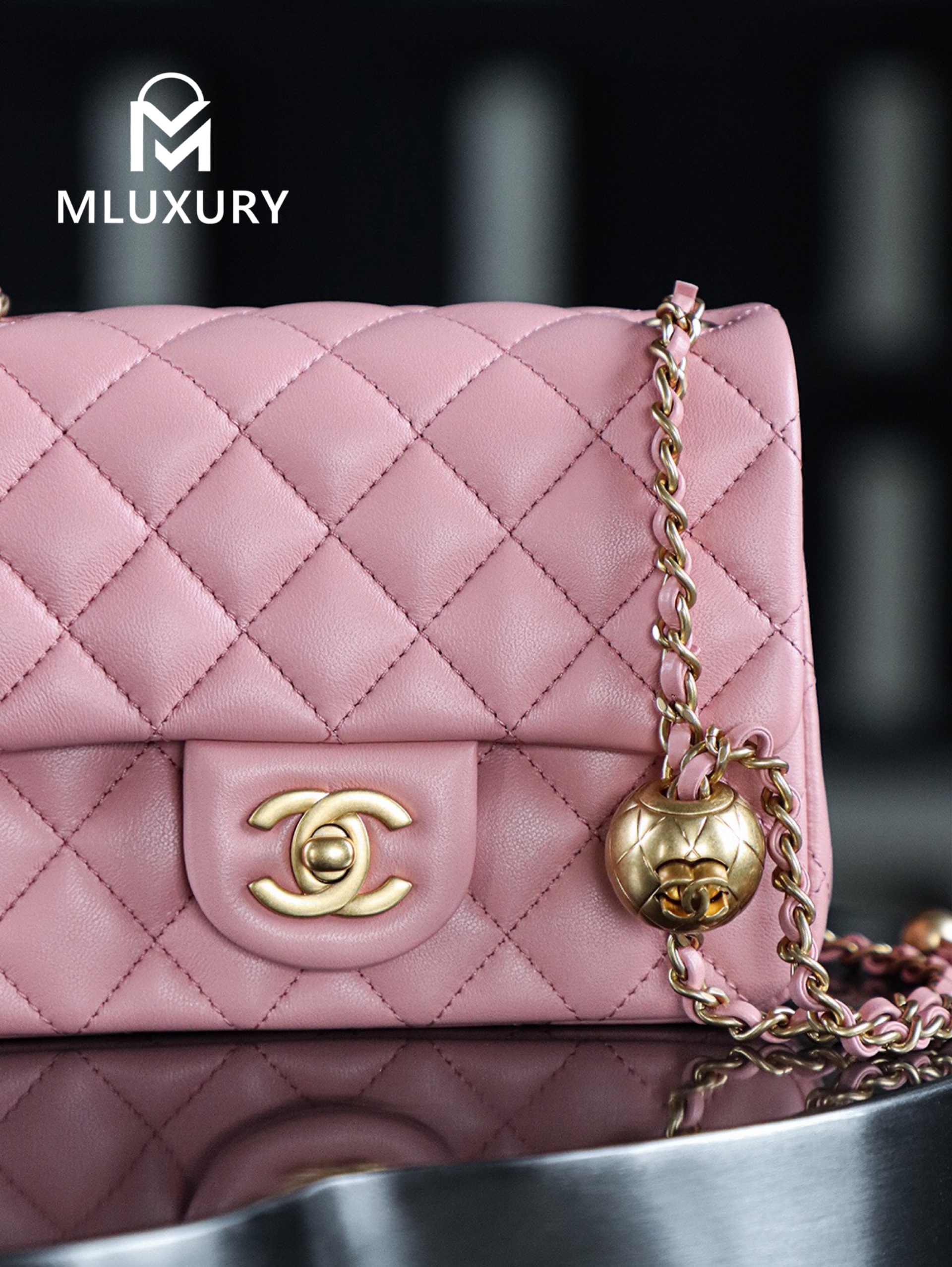 CHANEL Mini Flap Bag Pearl Crush, Pink&Gold