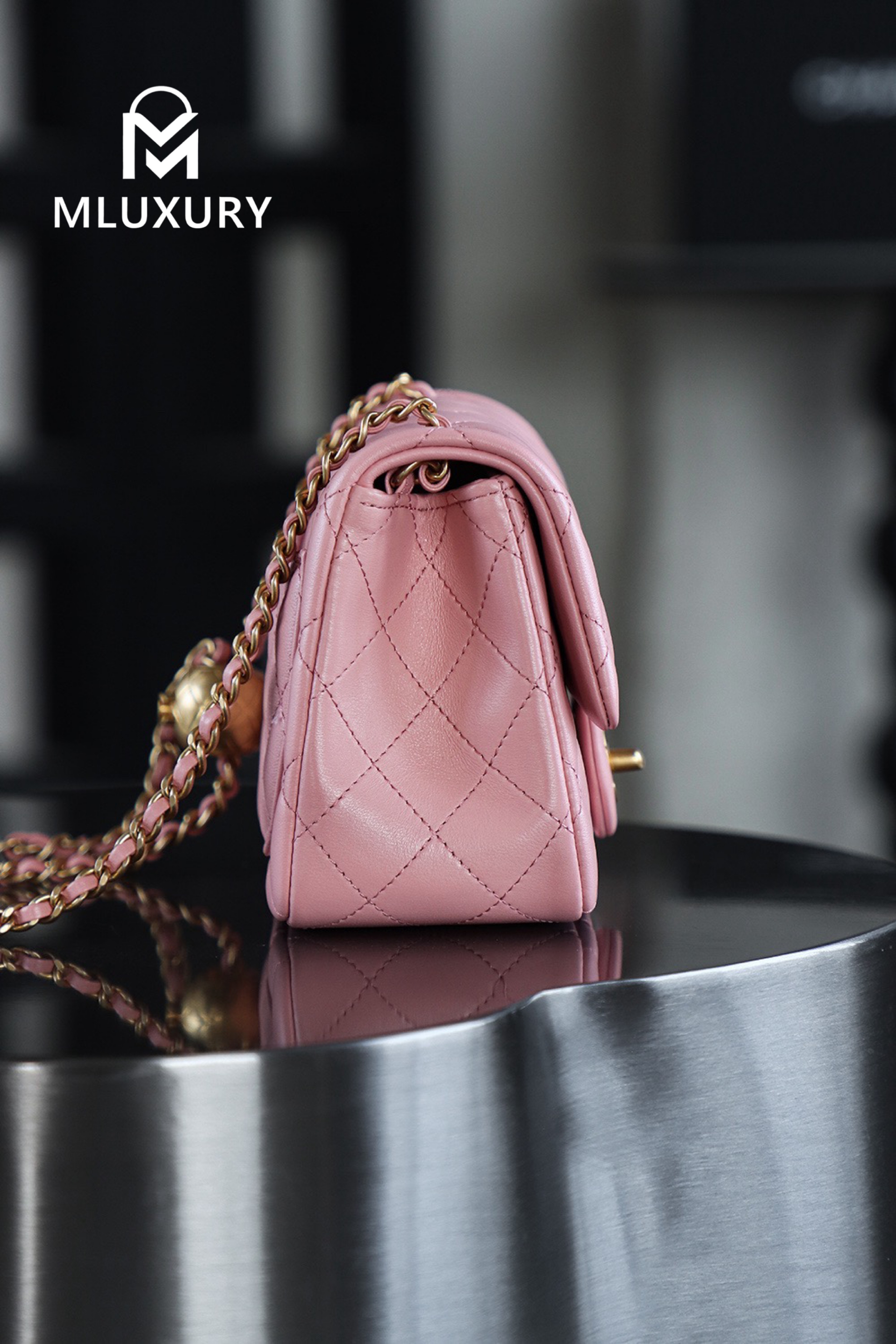CHANEL Mini Flap Bag Pearl Crush, Pink&Gold