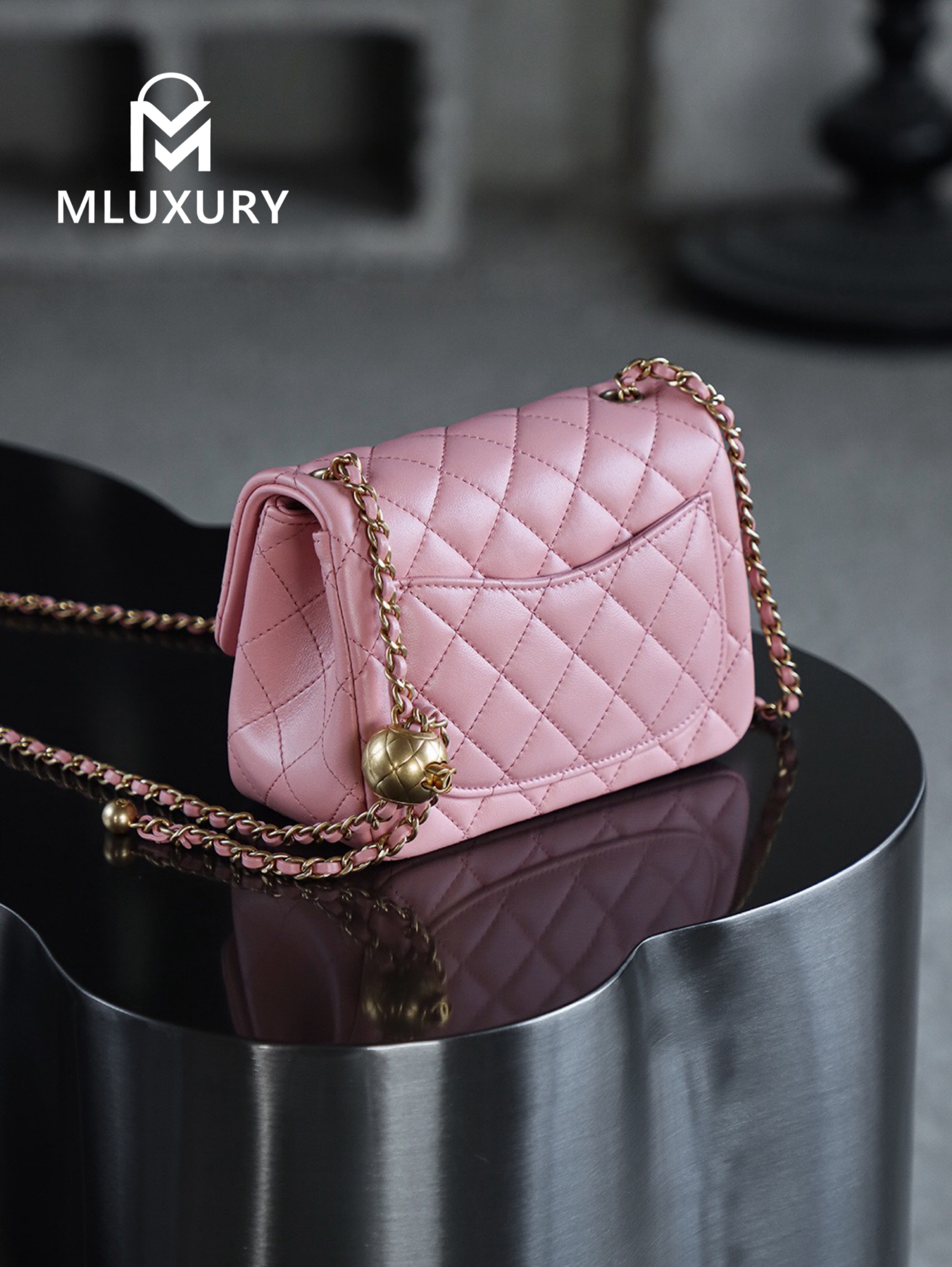CHANEL Mini Flap Bag Pearl Crush, Pink&Gold