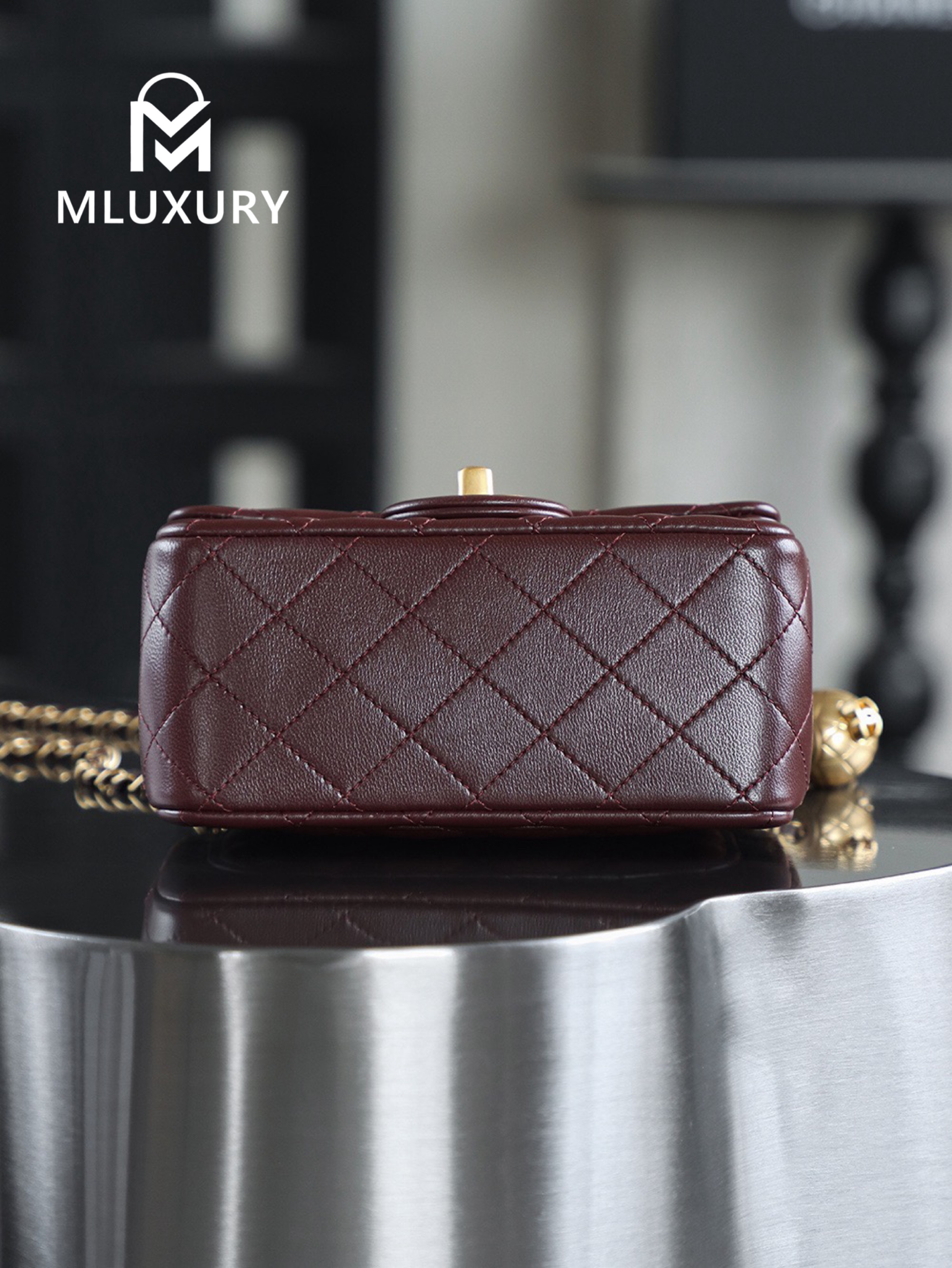CHANEL Mini Flap Bag Pearl Crush, Deep Brown&Gold