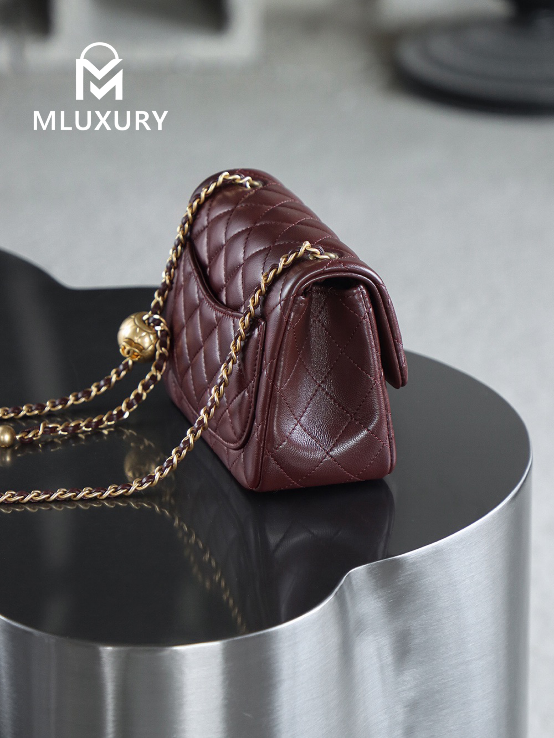 CHANEL Mini Flap Bag Pearl Crush, Deep Brown&Gold