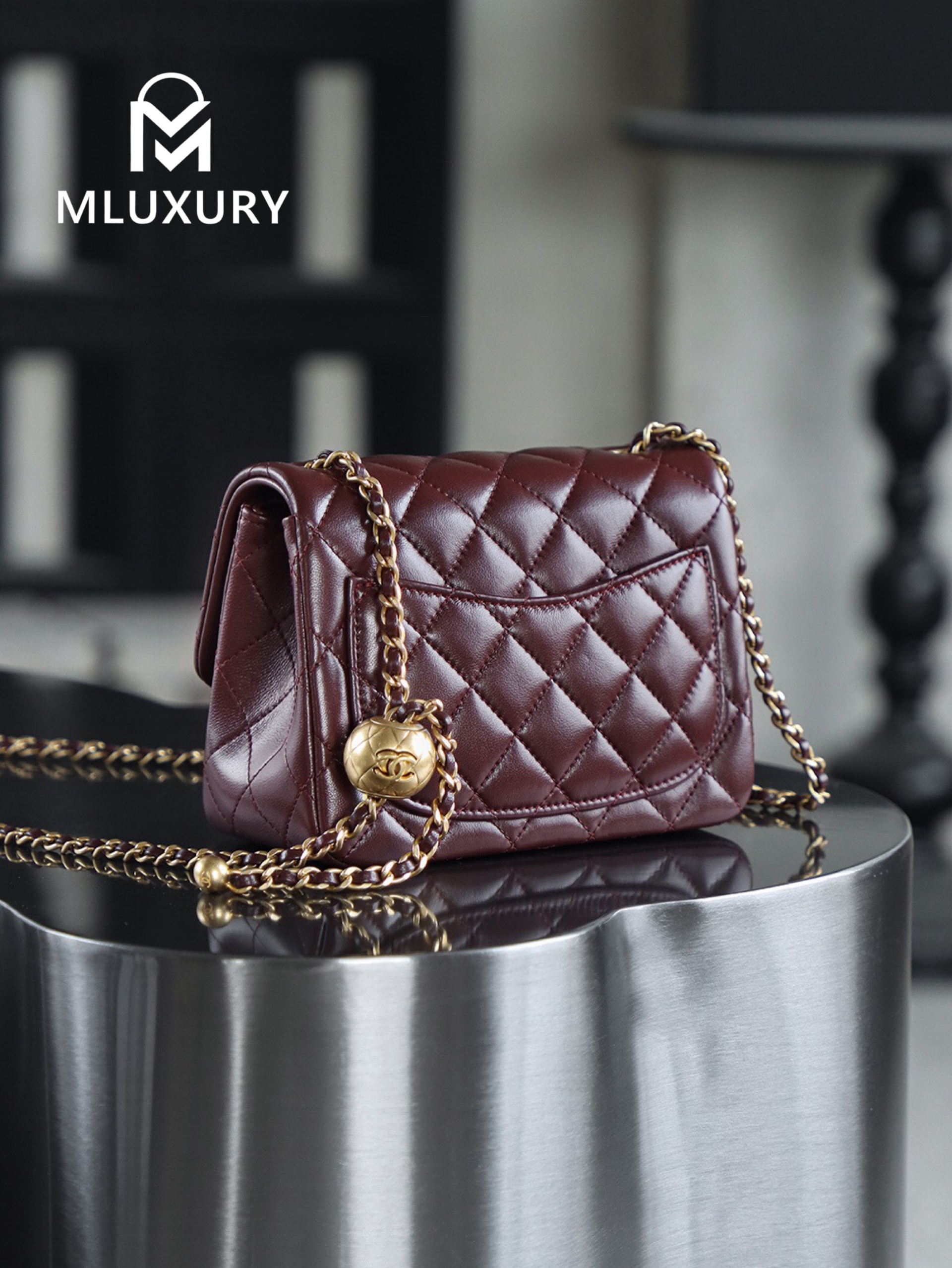 CHANEL Mini Flap Bag Pearl Crush, Deep Brown&Gold