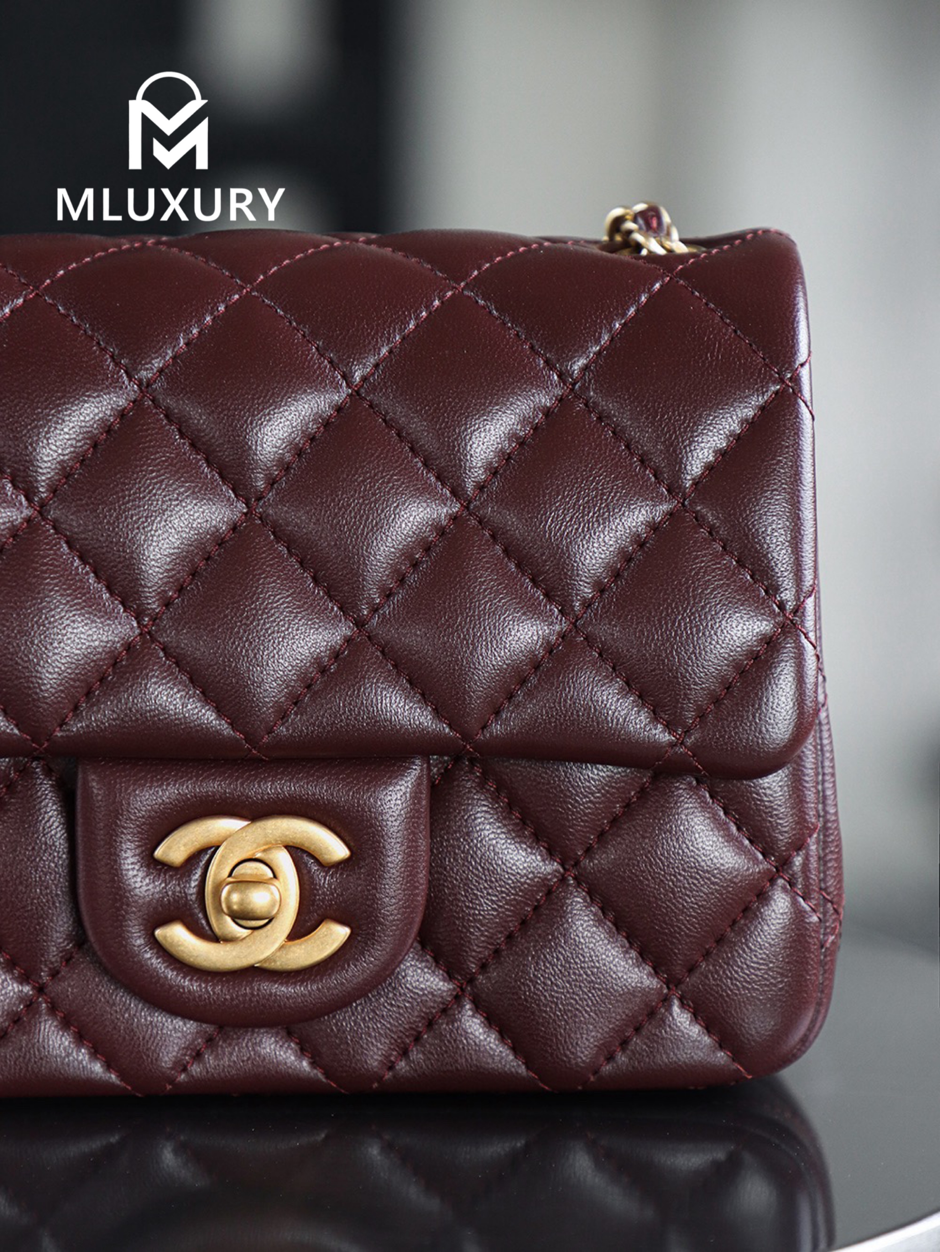 CHANEL Mini Flap Bag Pearl Crush, Deep Brown&Gold