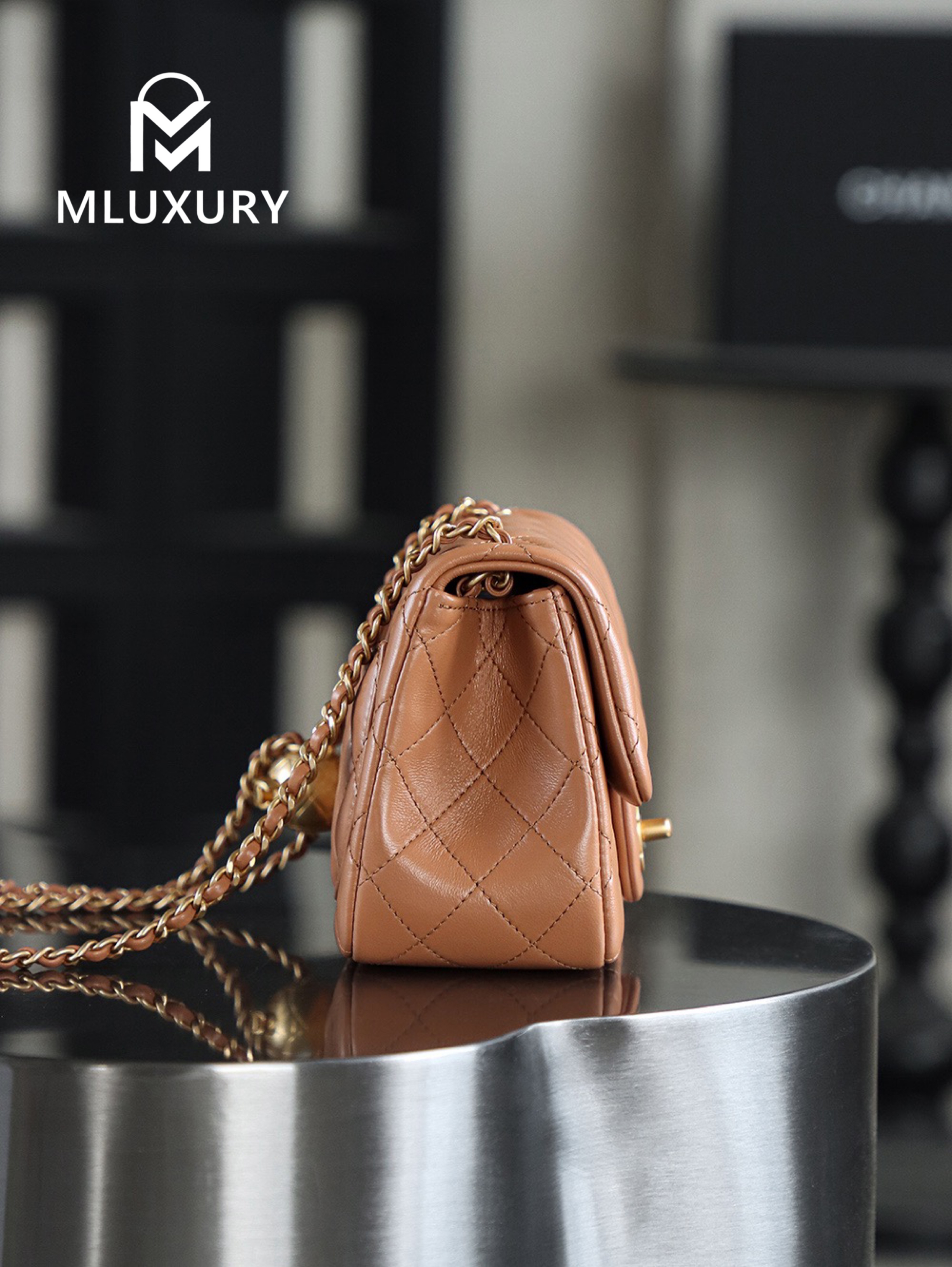 CHANEL Mini Flap Bag Pearl Crush, Caramel&Gold