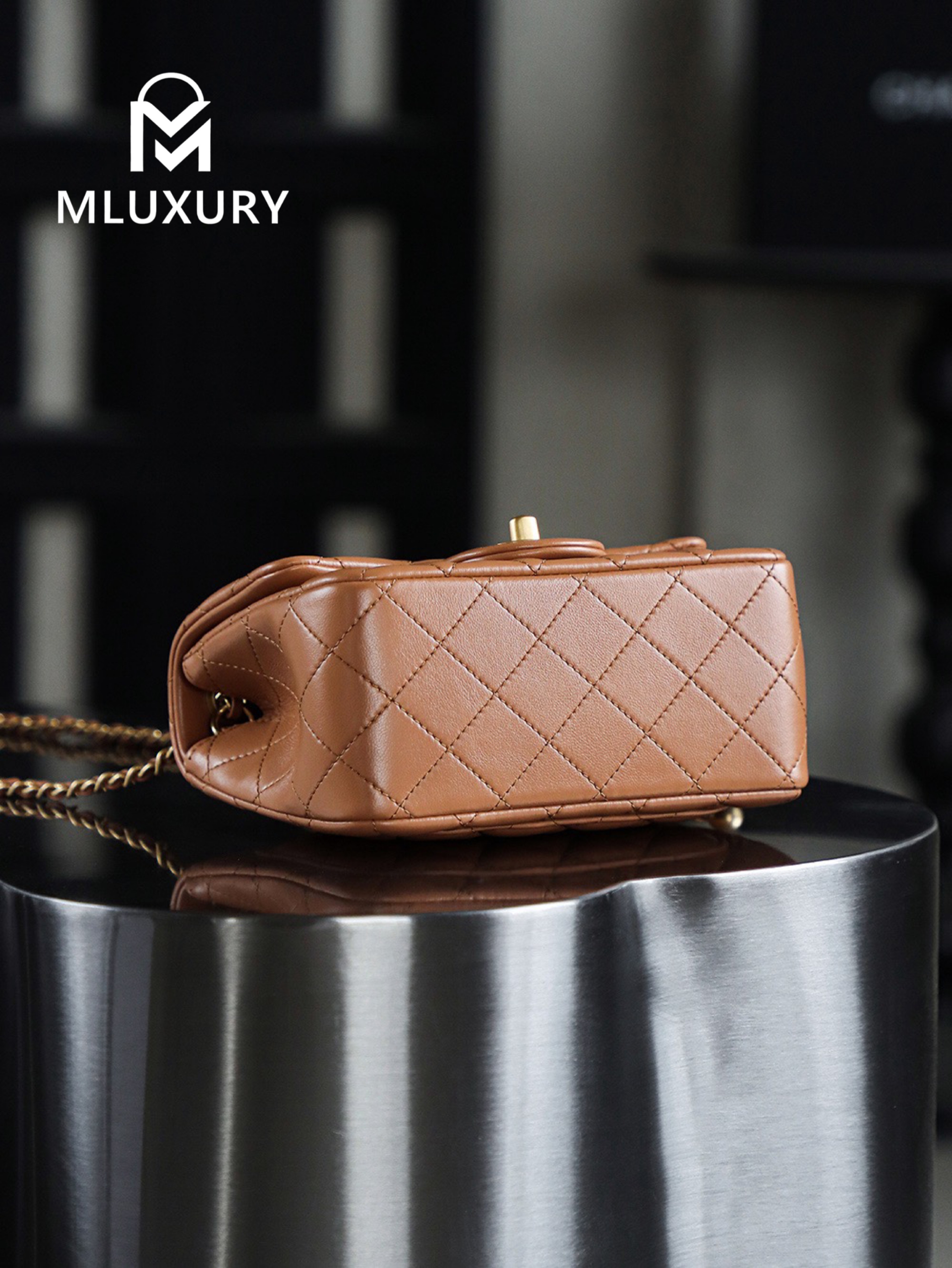 CHANEL Mini Flap Bag Pearl Crush, Caramel&Gold