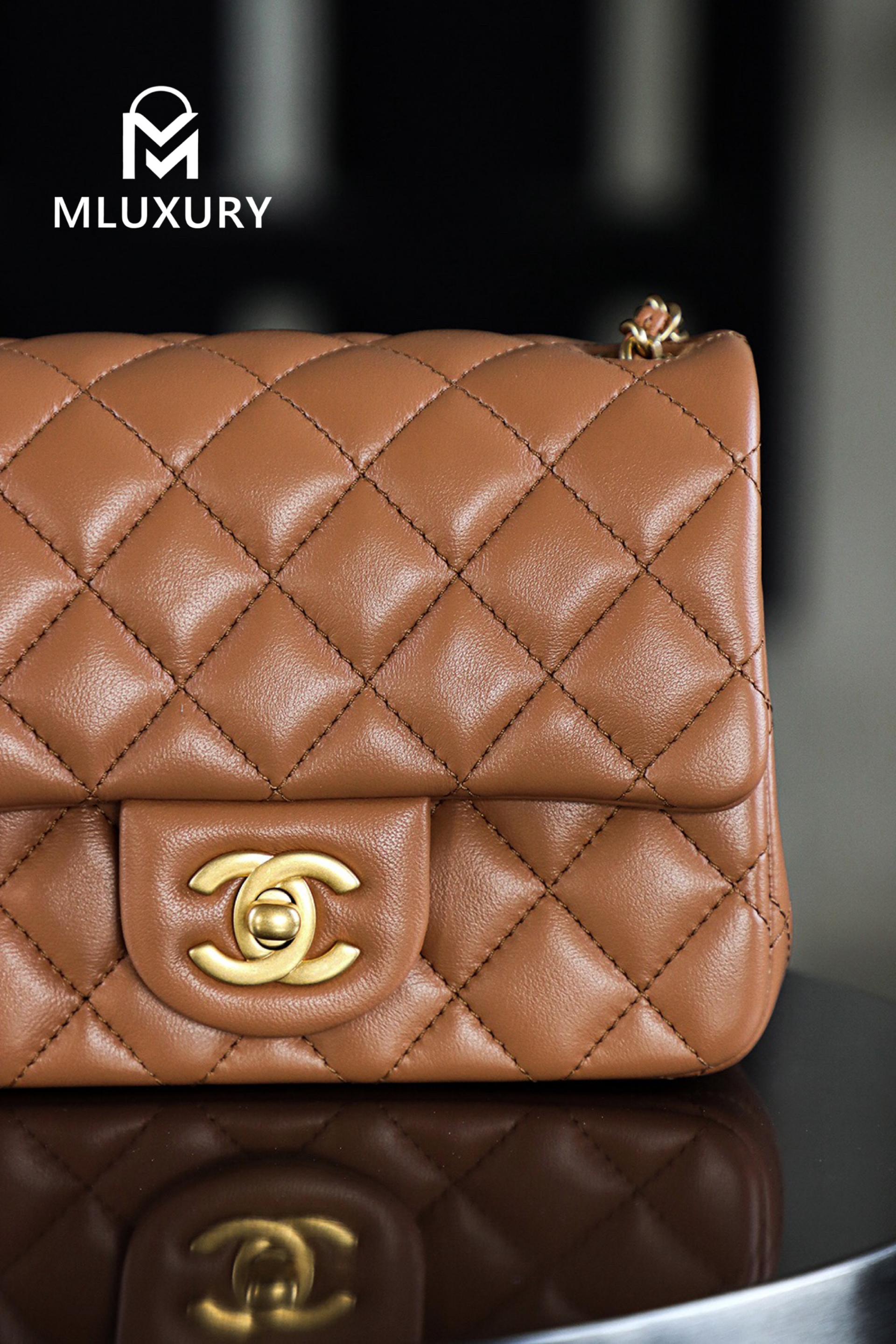 CHANEL Mini Flap Bag Pearl Crush, Caramel&Gold