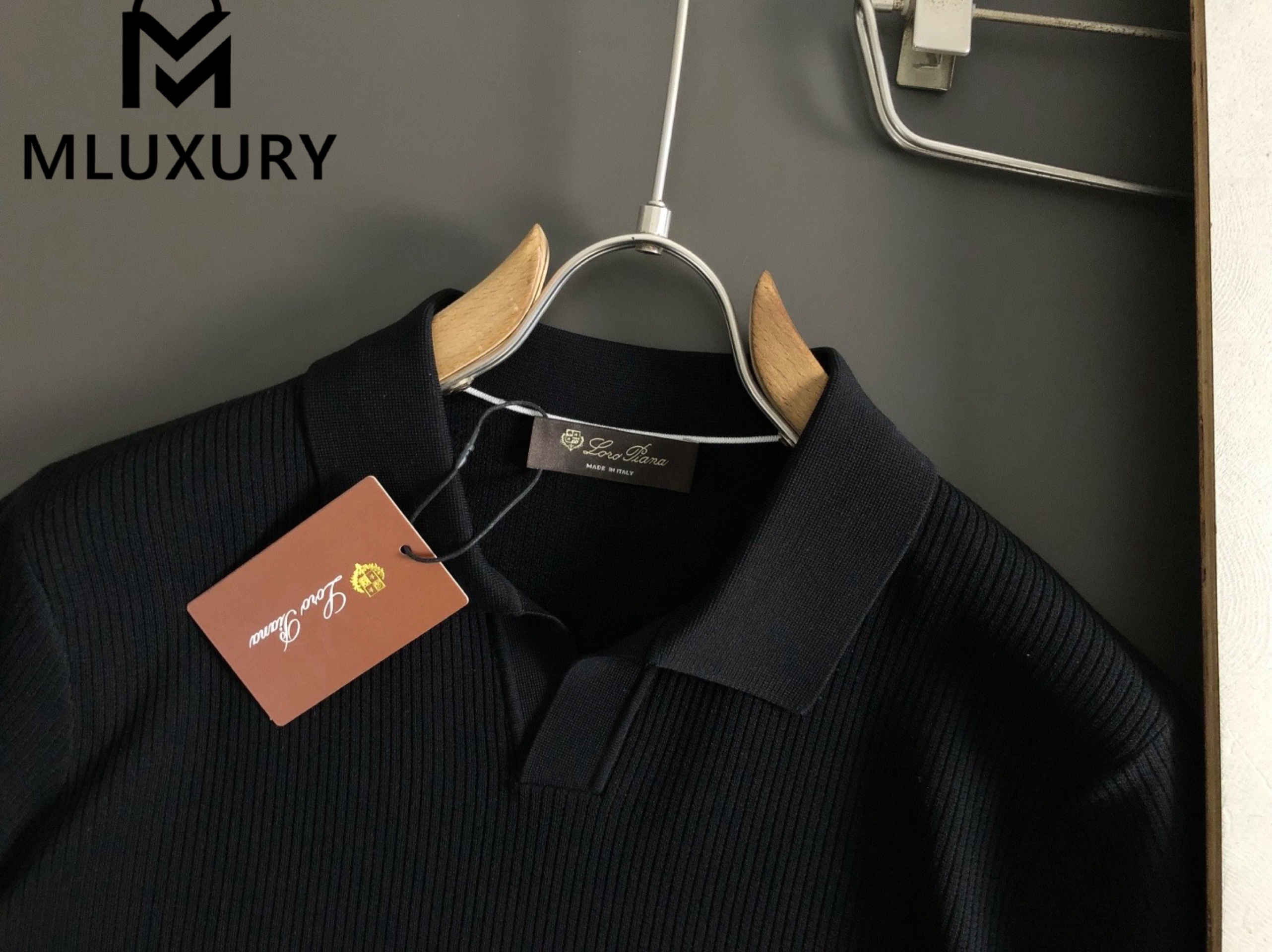 LORO PIANA Seagull collar short-sleeved shirt, Black
