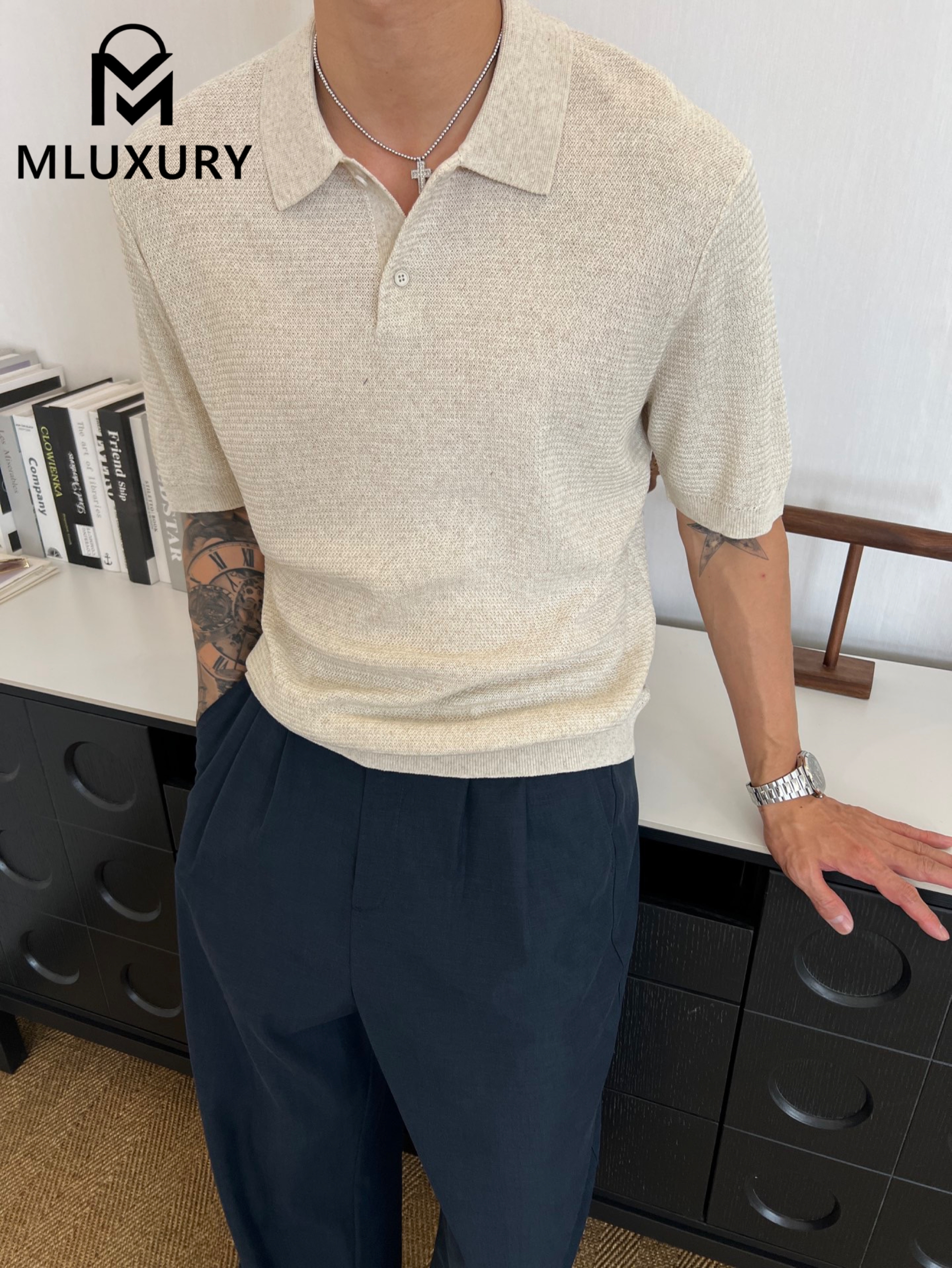 LORO PIANA Old-school style men's polo shirt