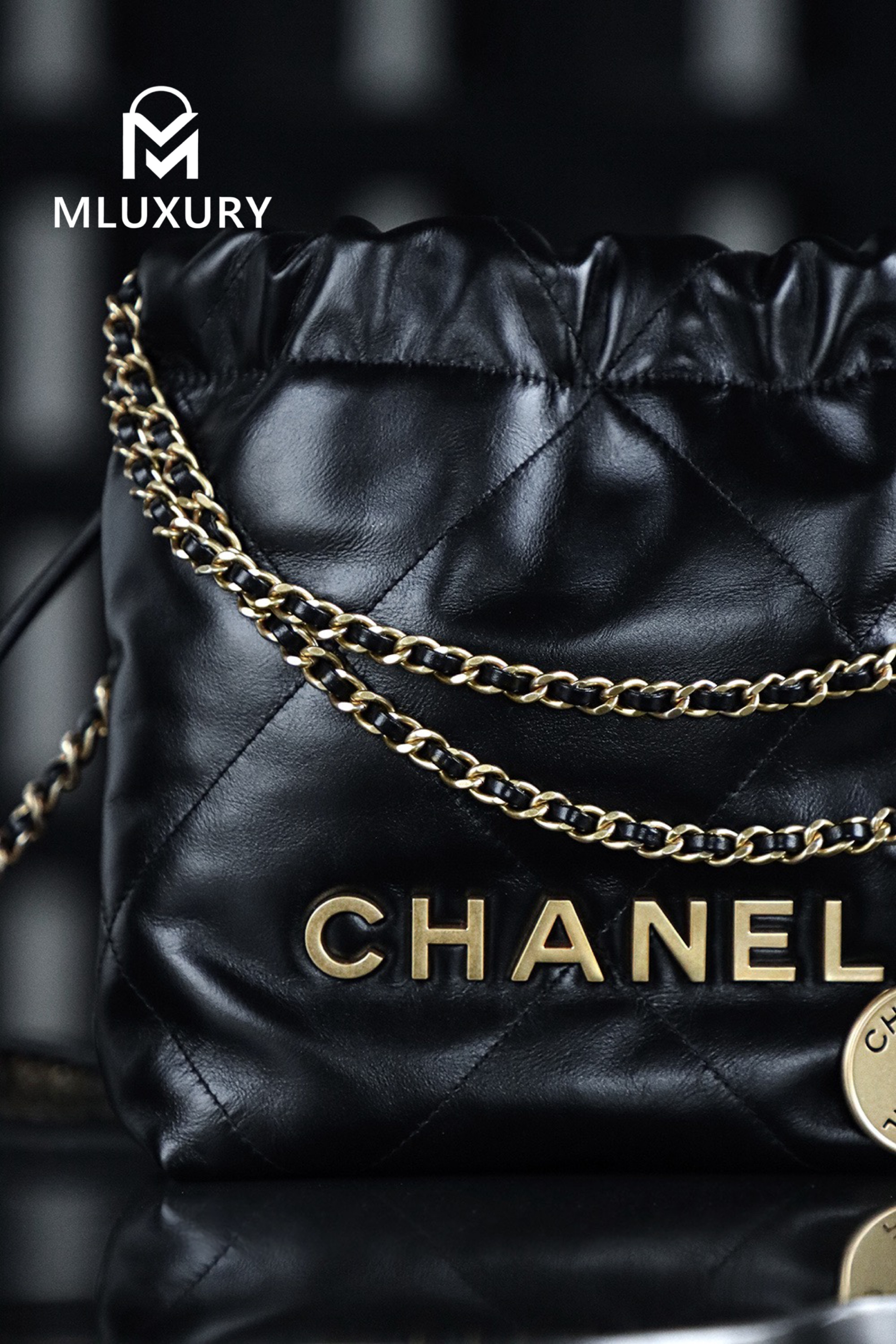 CHANEL 22 BAG (Mini), Black&Gold