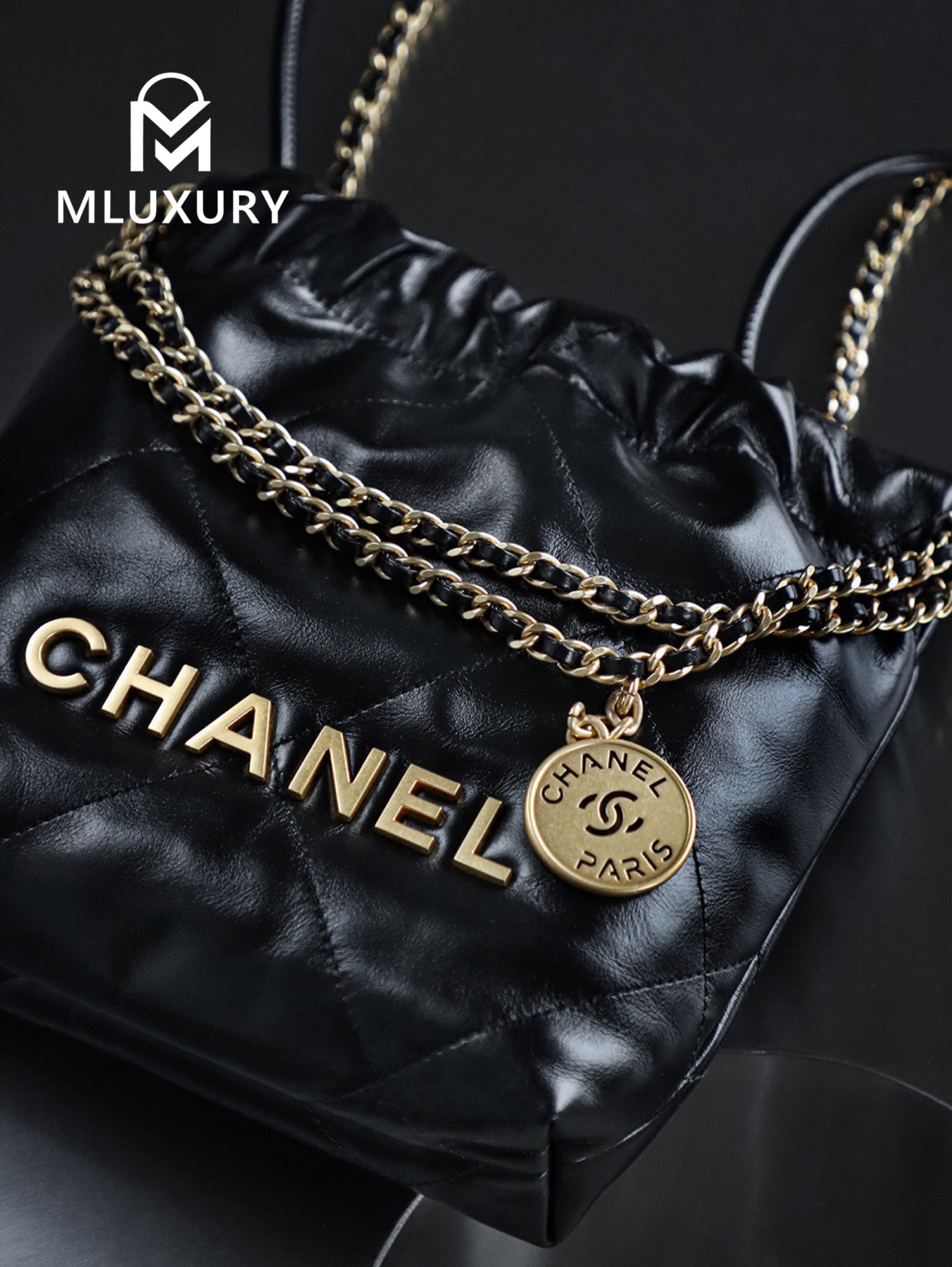 CHANEL 22 BAG (Mini), Black&Gold