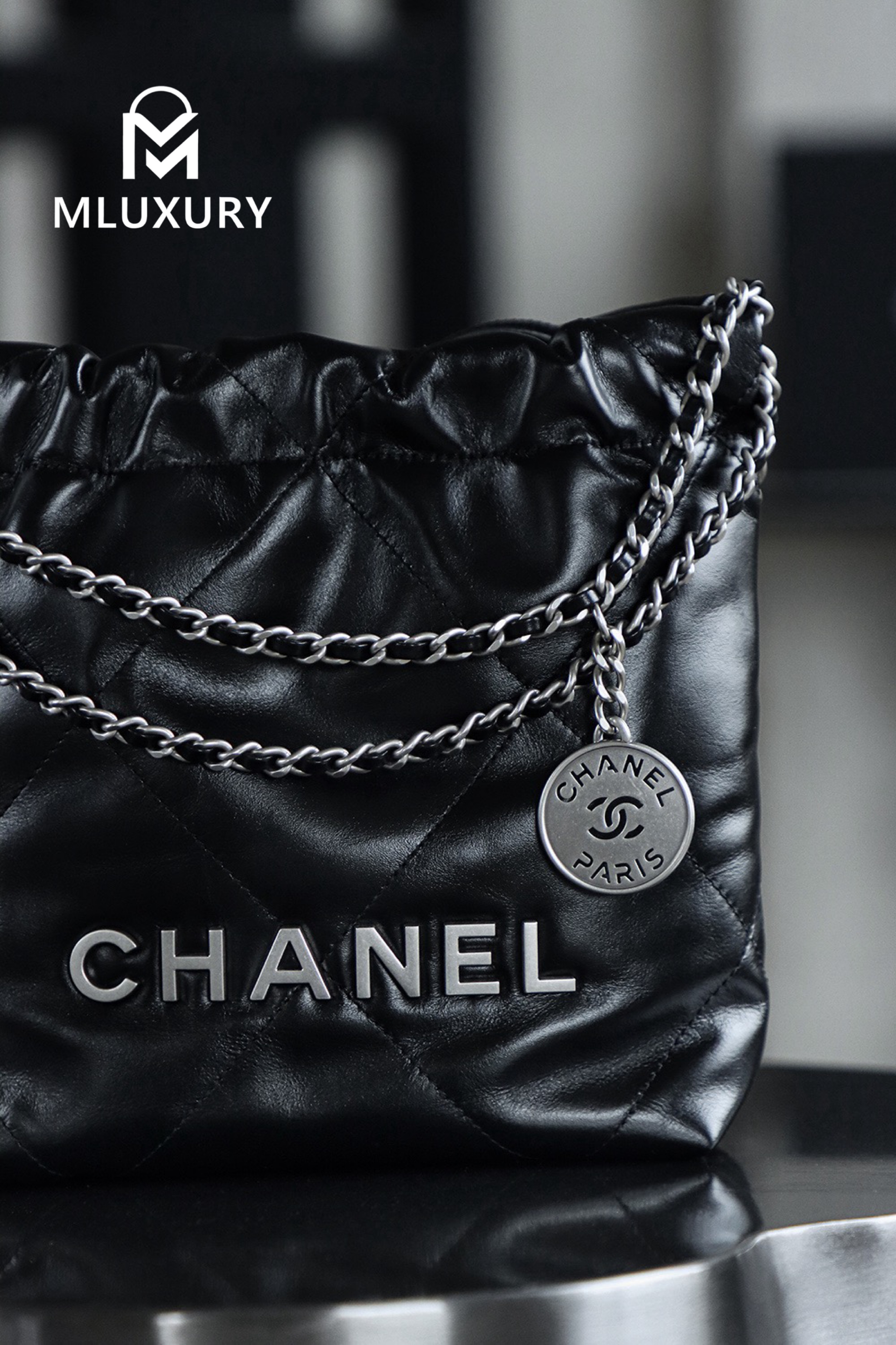 CHANEL 22 BAG (Mini), Black&Silver
