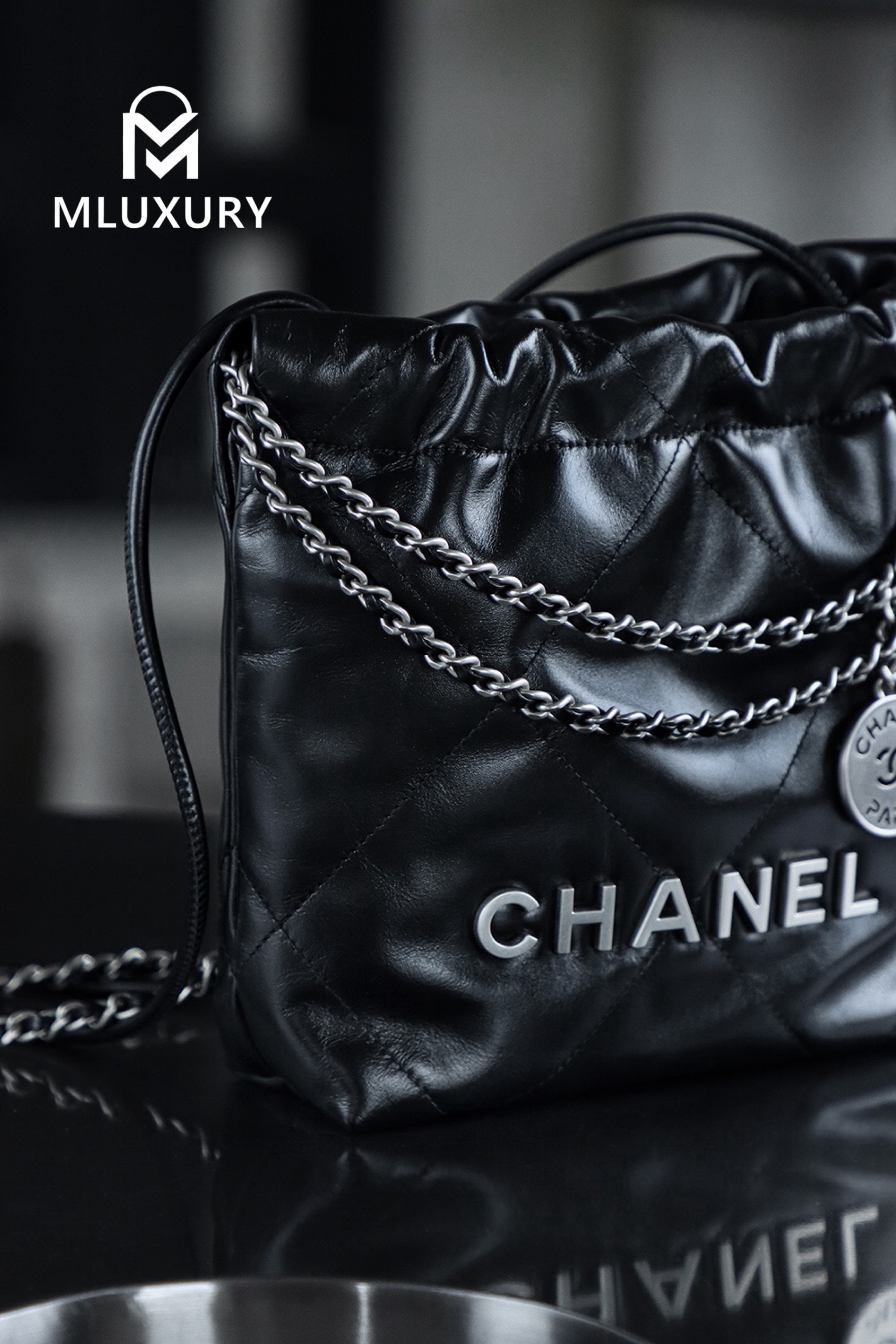 CHANEL 22 BAG (Mini), Black&Silver